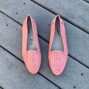 Vintage Pink Woven Loafers | Woven Leather Flats